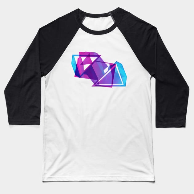 Geometric popart triangles futuristic purple Baseball T-Shirt by carolsalazar